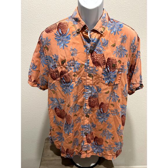 Tommy Bahama Men's 100% Silk Hawaiian Shirt Size Large Pineapple Camp Tropical - Picture 1 of 6